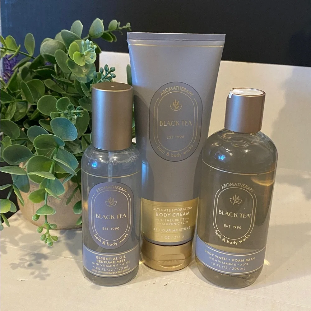 Bath & Body Works Aromatherapy “Black Tea” New 3 Pc Body Care Set